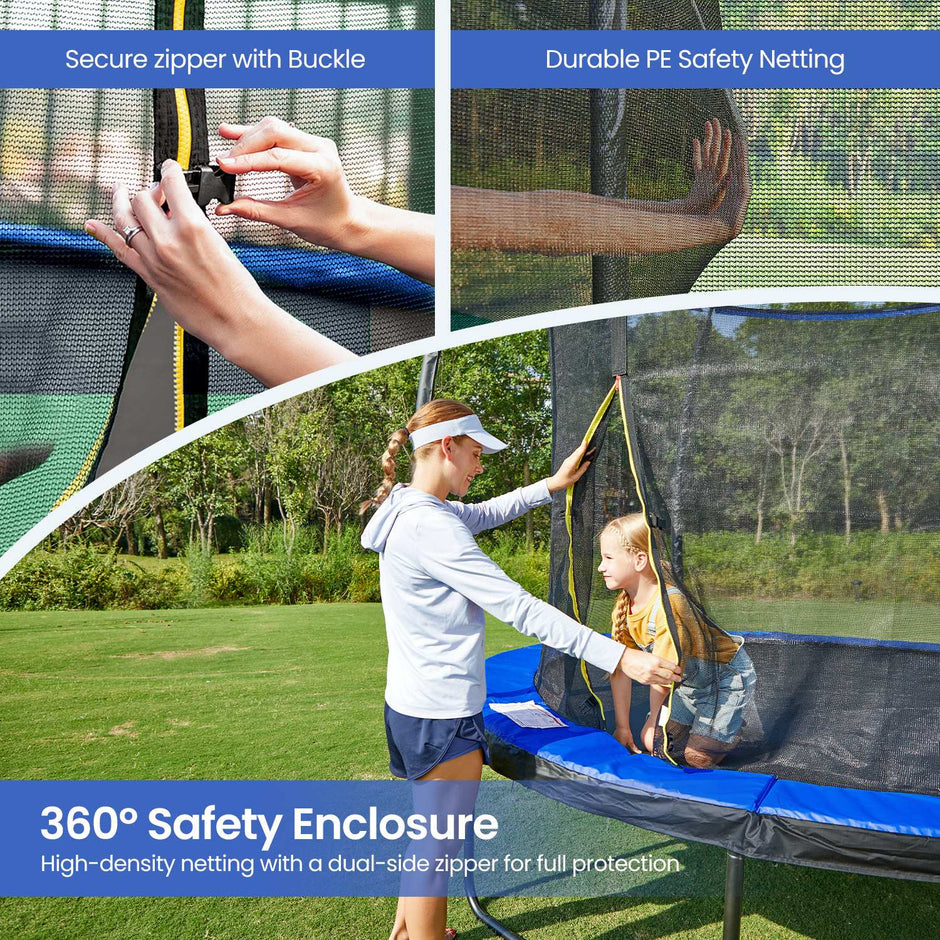 Trampoline – Steel – Blue – 10 ft with Enclosure Net and Safety Pad