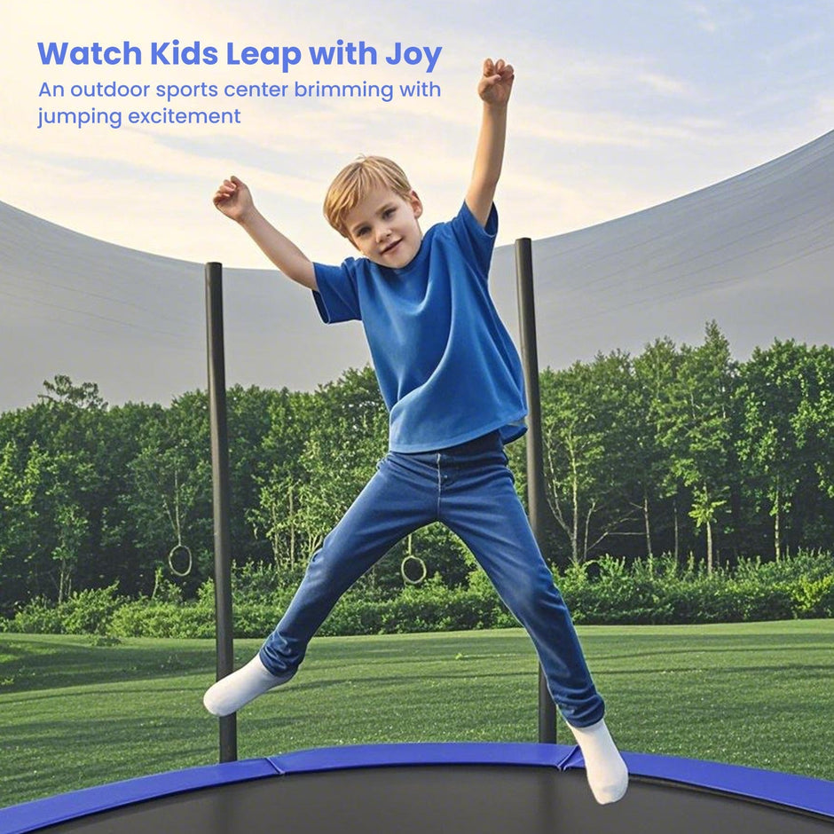 Trampoline – Steel – Blue – 10 ft with Enclosure Net and Safety Pad