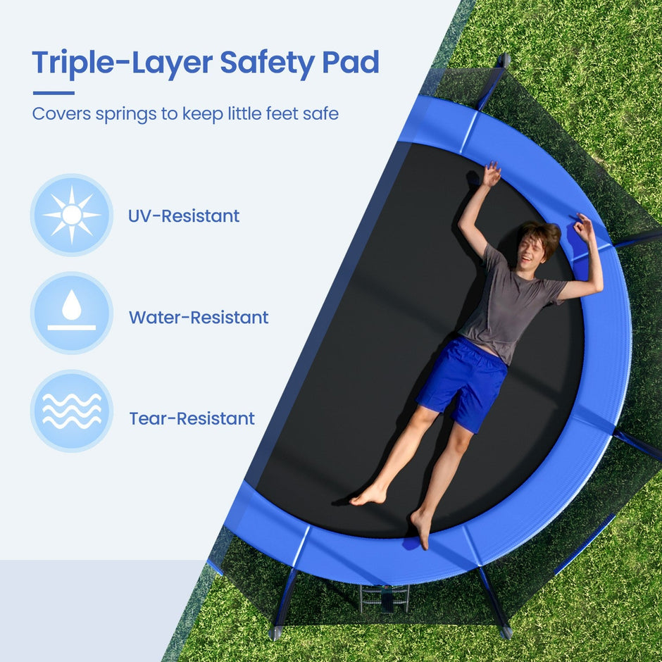 Trampoline – Steel – Blue – 10 ft with Enclosure Net and Safety Pad