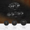 Dumbbells Set – Plastic-Coated – Ink Black – Adjustable 2 x 10 kg with Extra Barbell Bar