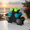 Dumbbell Set – Neoprene – Lime, Teal, Light Grey – Non-Slip Hex Design, Includes Stand, 2 x 1 kg, 2 x 2 kg, 2 x 3 kg