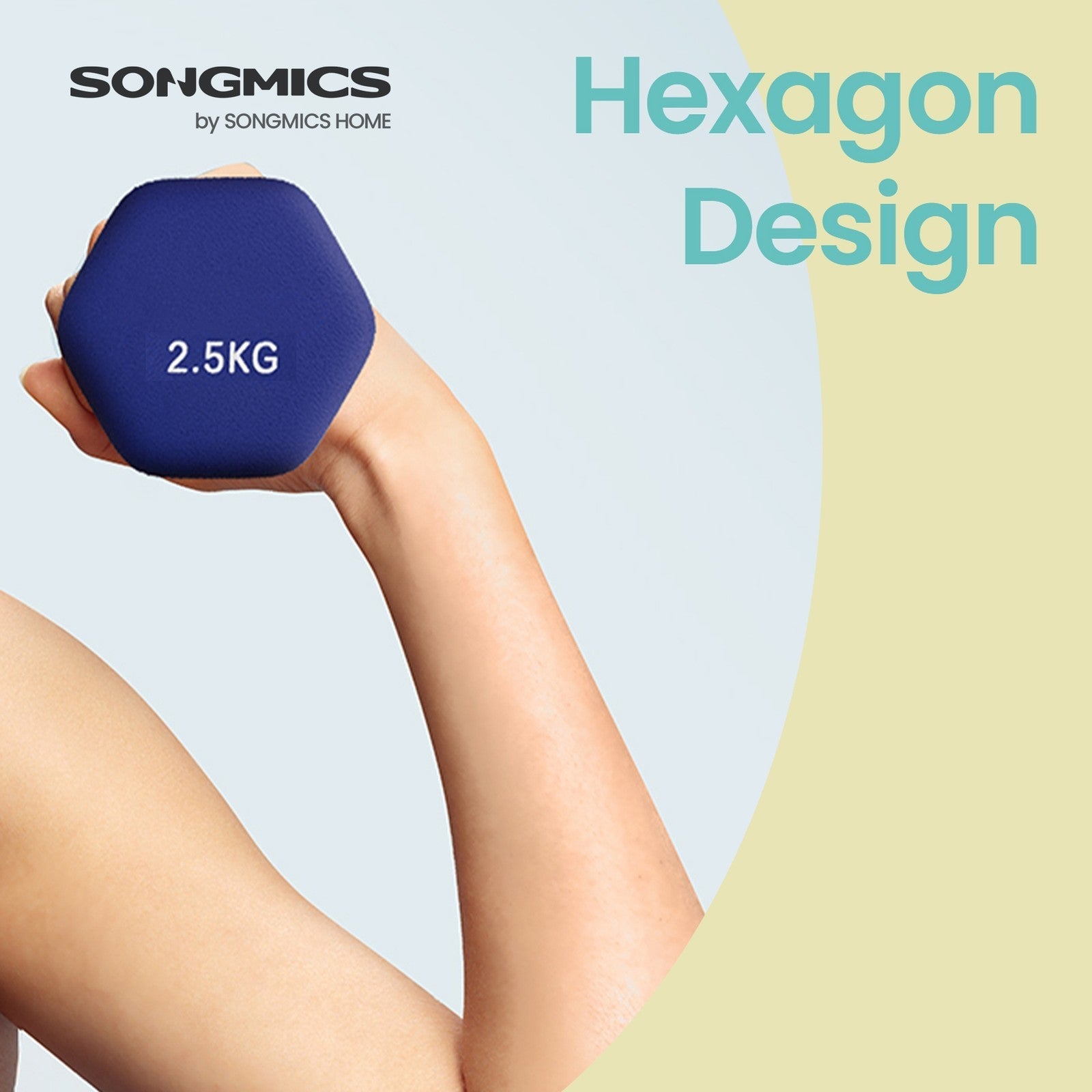 Set of 2 Neoprene Dumbbells – Vinyl Coating – Harbor Blue – Non-Slip Matte Finish, 2 x 2.5 kg