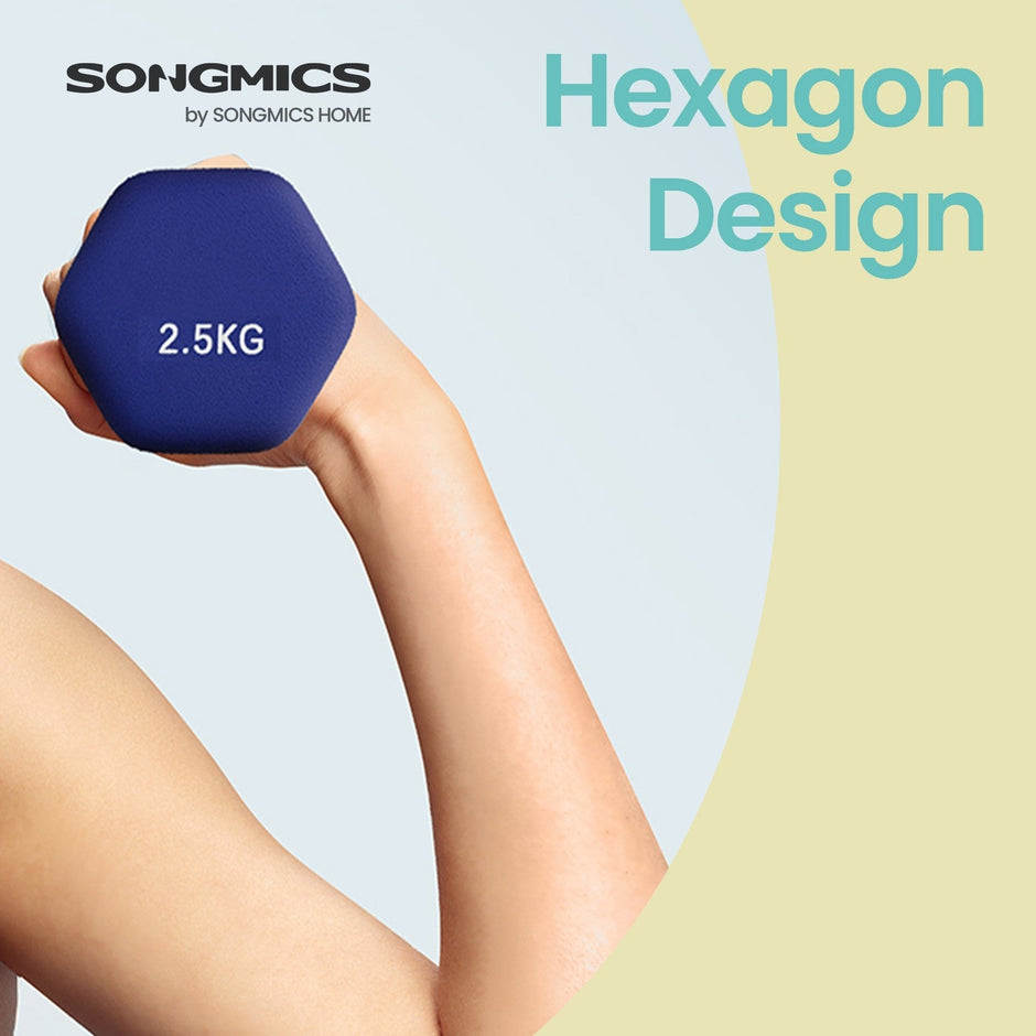 Set of 2 Neoprene Dumbbells – Vinyl Coating – Harbor Blue – Non-Slip Matte Finish, 2 x 2.5 kg