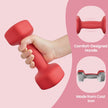 Set of 2 Dumbbells – Neoprene – Red – 3 kg Each with Dumbbell Bars