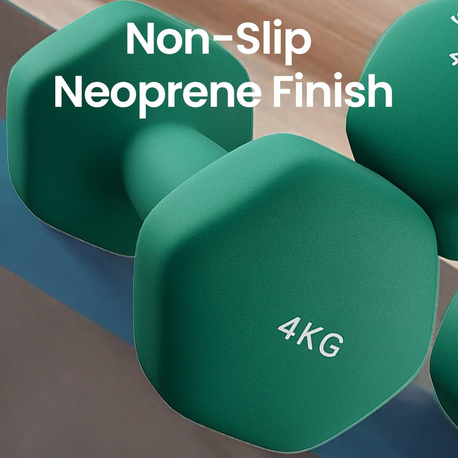 Set of 2 Neoprene Dumbbells – Neoprene – Green – Waterproof and Non-Slip