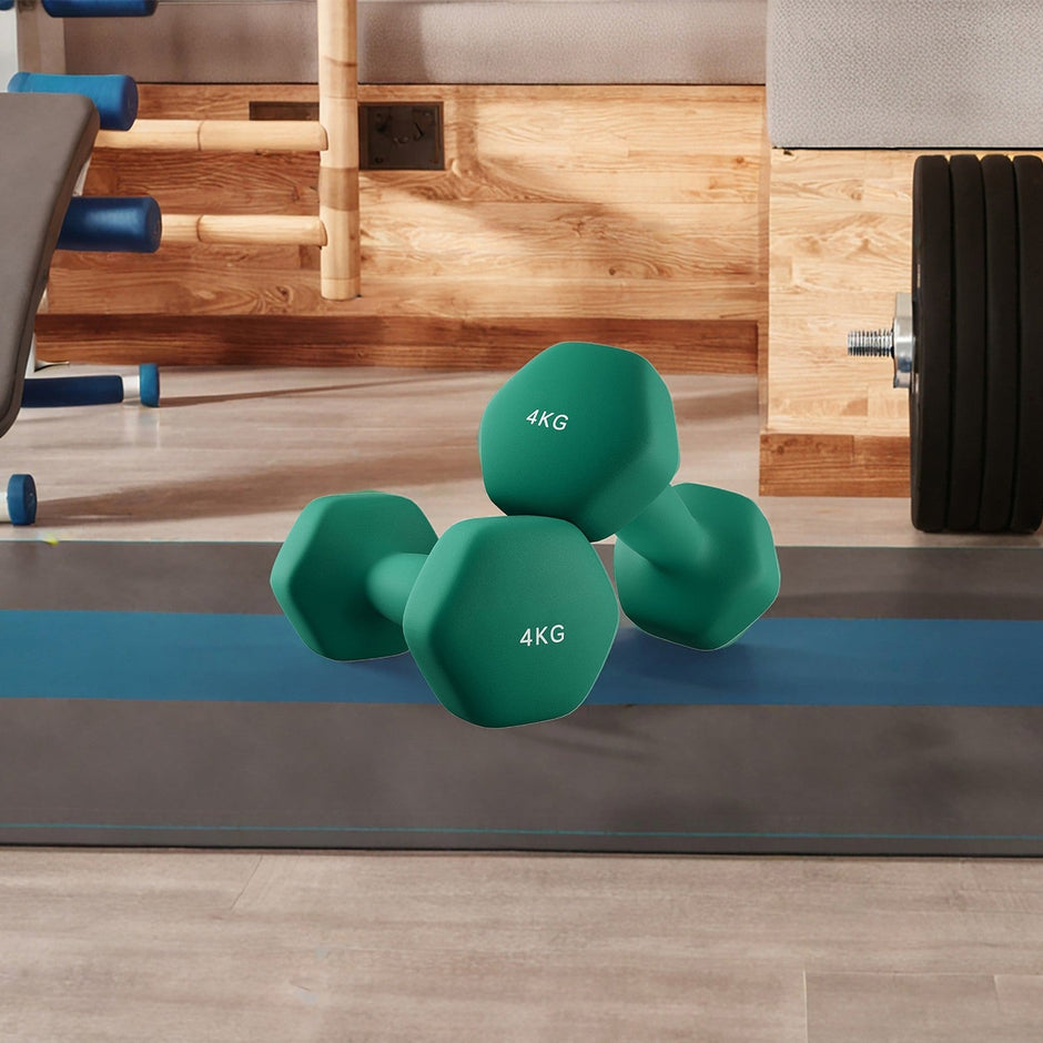 Set of 2 Neoprene Dumbbells – Neoprene – Green – Waterproof and Non-Slip