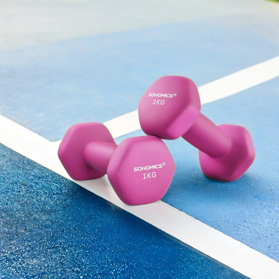 Set of 2 Hexagonal Dumbbells – Neoprene – Green – 2 kg Each for Home Workout