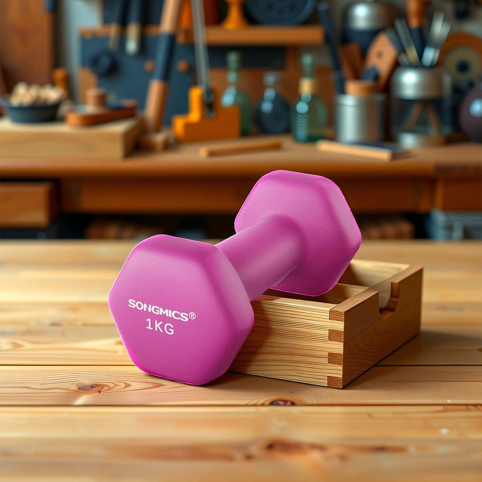 Set of 2 Hexagonal Dumbbells – Neoprene – Green – 2 kg Each for Home Workout