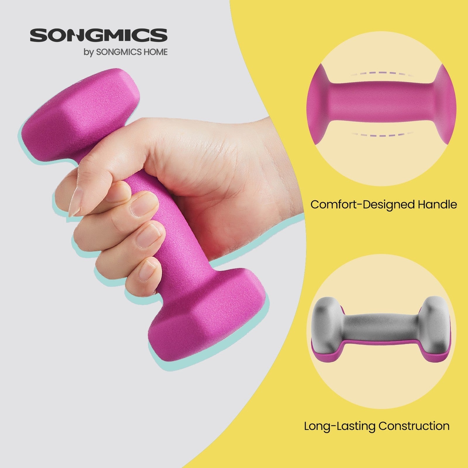 Set of 2 Hexagonal Dumbbells – Neoprene – Green – 2 kg Each for Home Workout