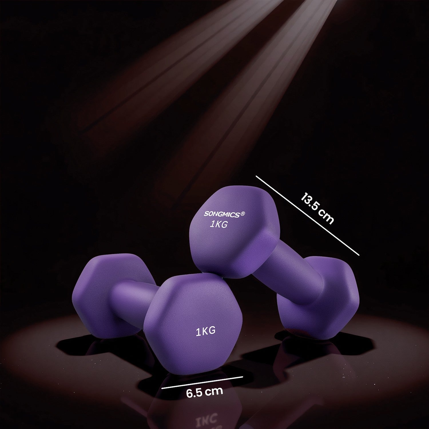 Set of 2 Hexagonal Dumbbells – Neoprene – Green – 2 kg Each for Home Workout