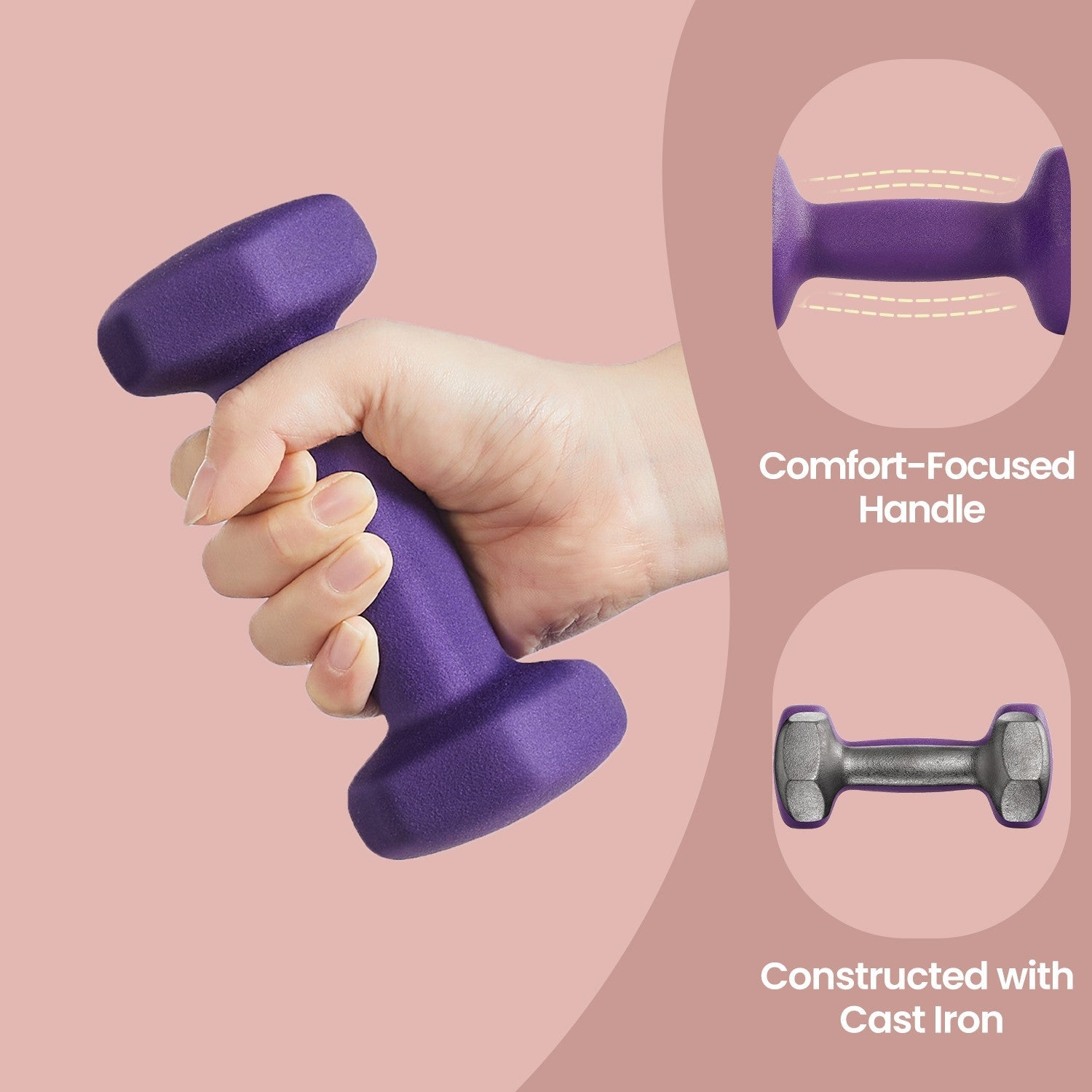 Set of 2 Hexagonal Dumbbells – Neoprene – Green – 2 kg Each for Home Workout