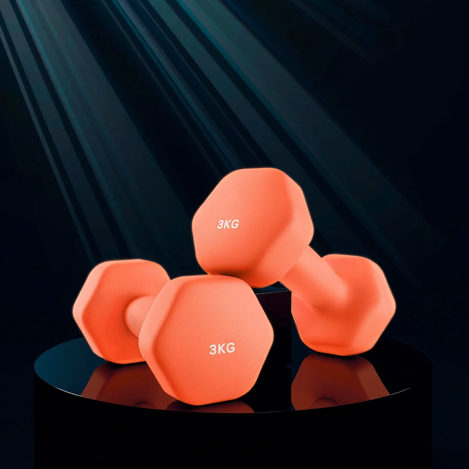 Set of 2 Hexagonal Neoprene Dumbbells – Green – 2 x 2 kg – Ideal for Home Workout and Fitness