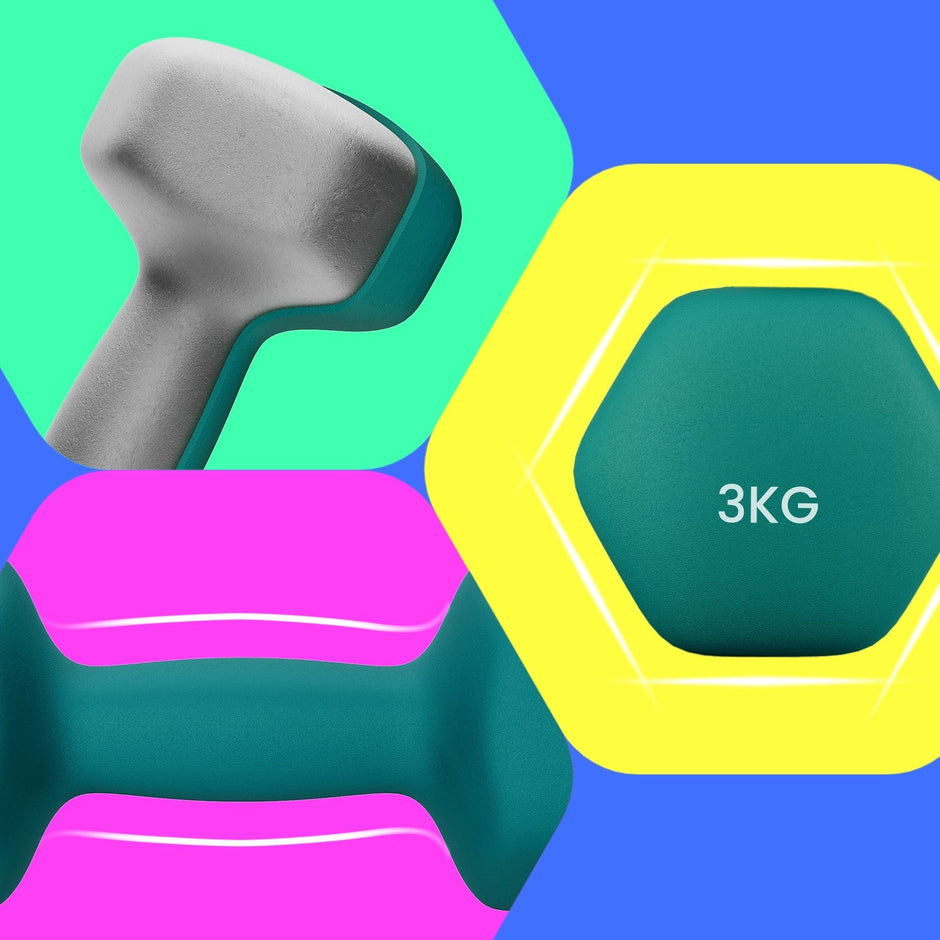 Set of 2 Hexagonal Neoprene Dumbbells – Green – 2 x 2 kg – Ideal for Home Workout and Fitness