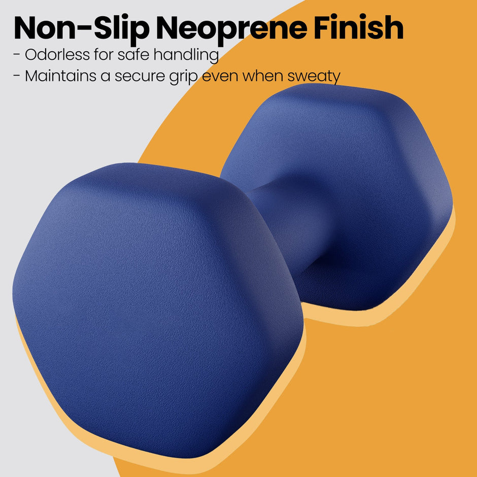 Set of 2 Hexagonal Dumbbells – Neoprene – Green – 2 x 2 kg for Home Workout