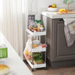 Storage Trolley – Metal – White – Rolling with 3 Baskets