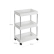 Storage Trolley – Metal – White – Rolling with 3 Baskets