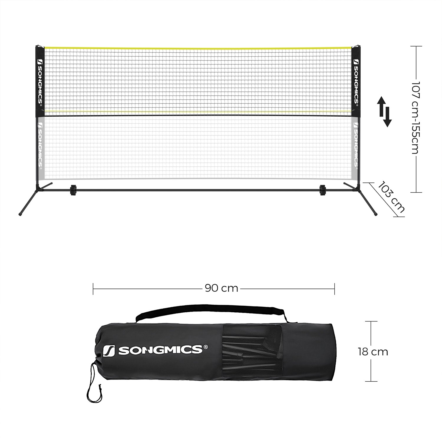 Portable Badminton Net – Adjustable Height – 4m – Foldable with Stand