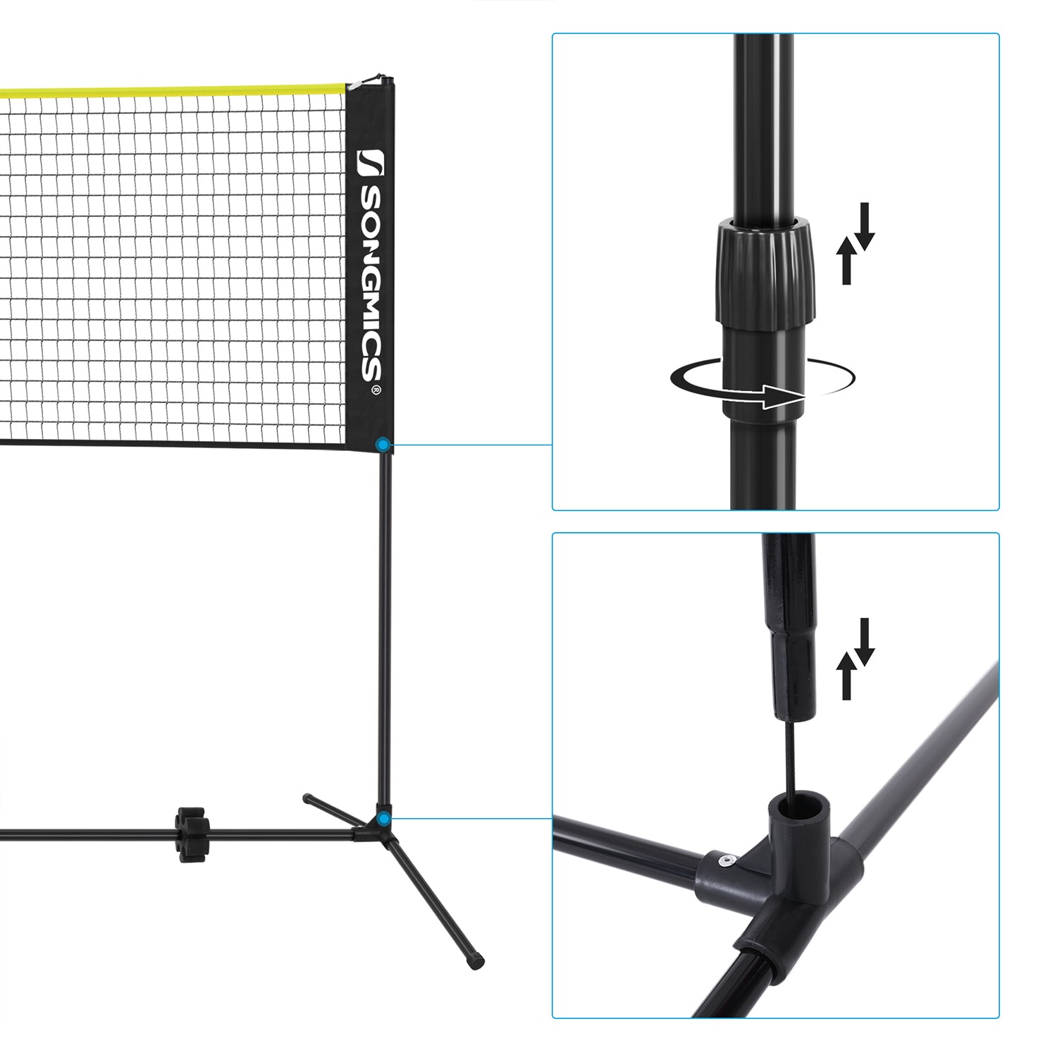 Portable Badminton Net – Adjustable Height – 4m – Foldable with Stand