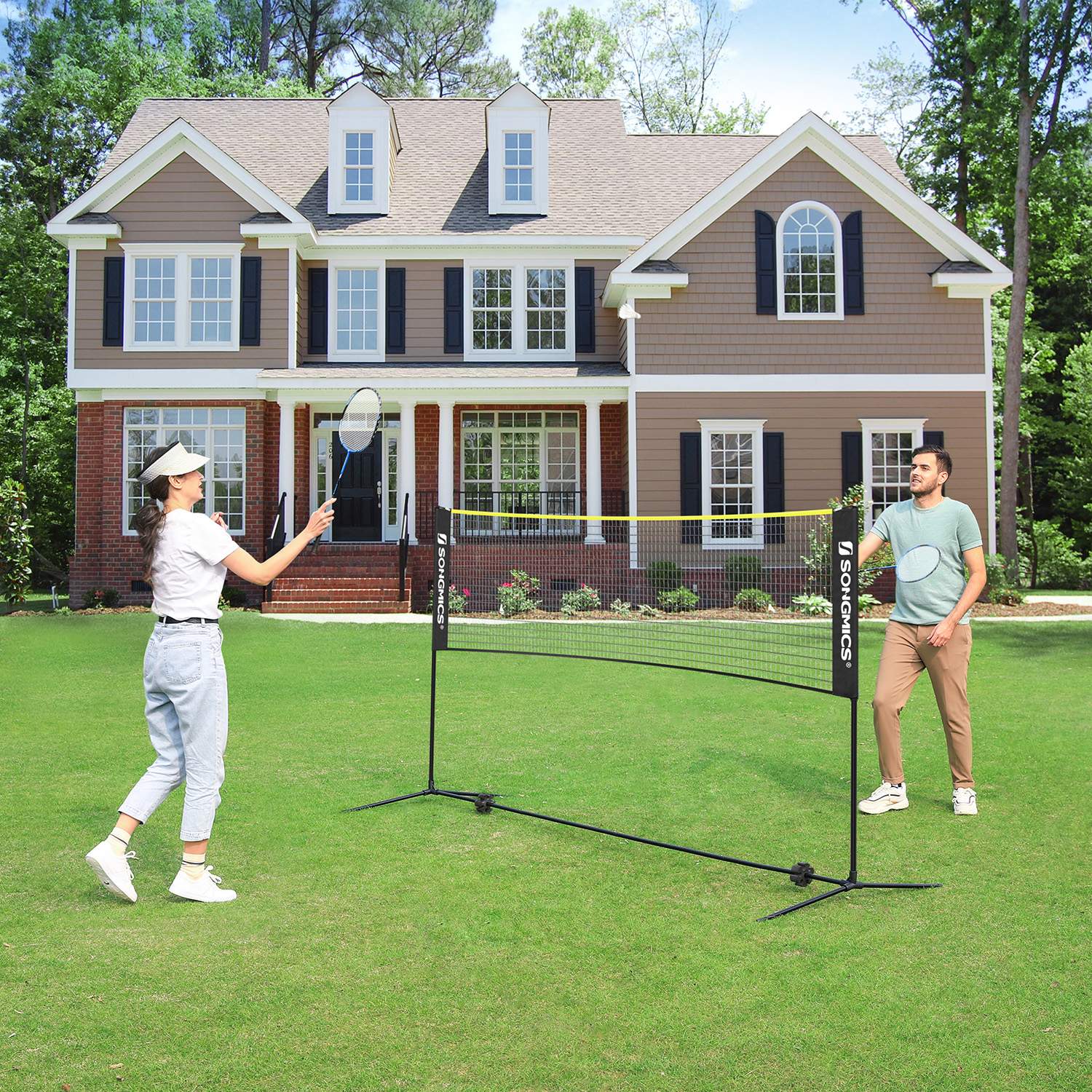 Portable Badminton Net – Adjustable Height – 4m – Foldable with Stand