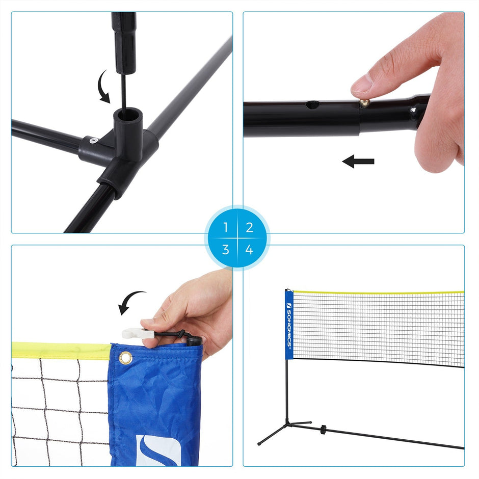 Portable Badminton Net – Adjustable Height – 4m – Foldable with Stand