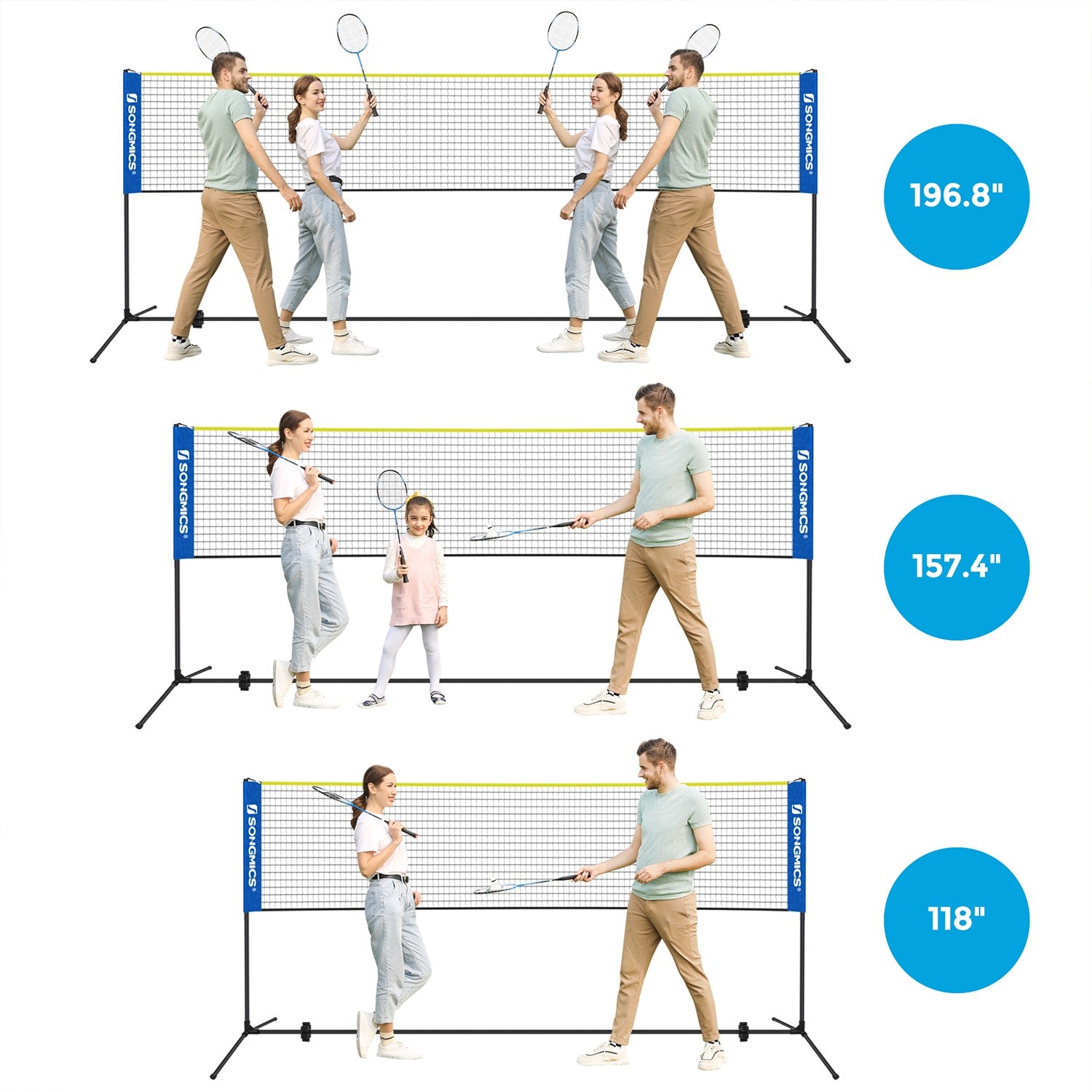 Portable Badminton Net – Adjustable Height – 4m – Foldable with Stand