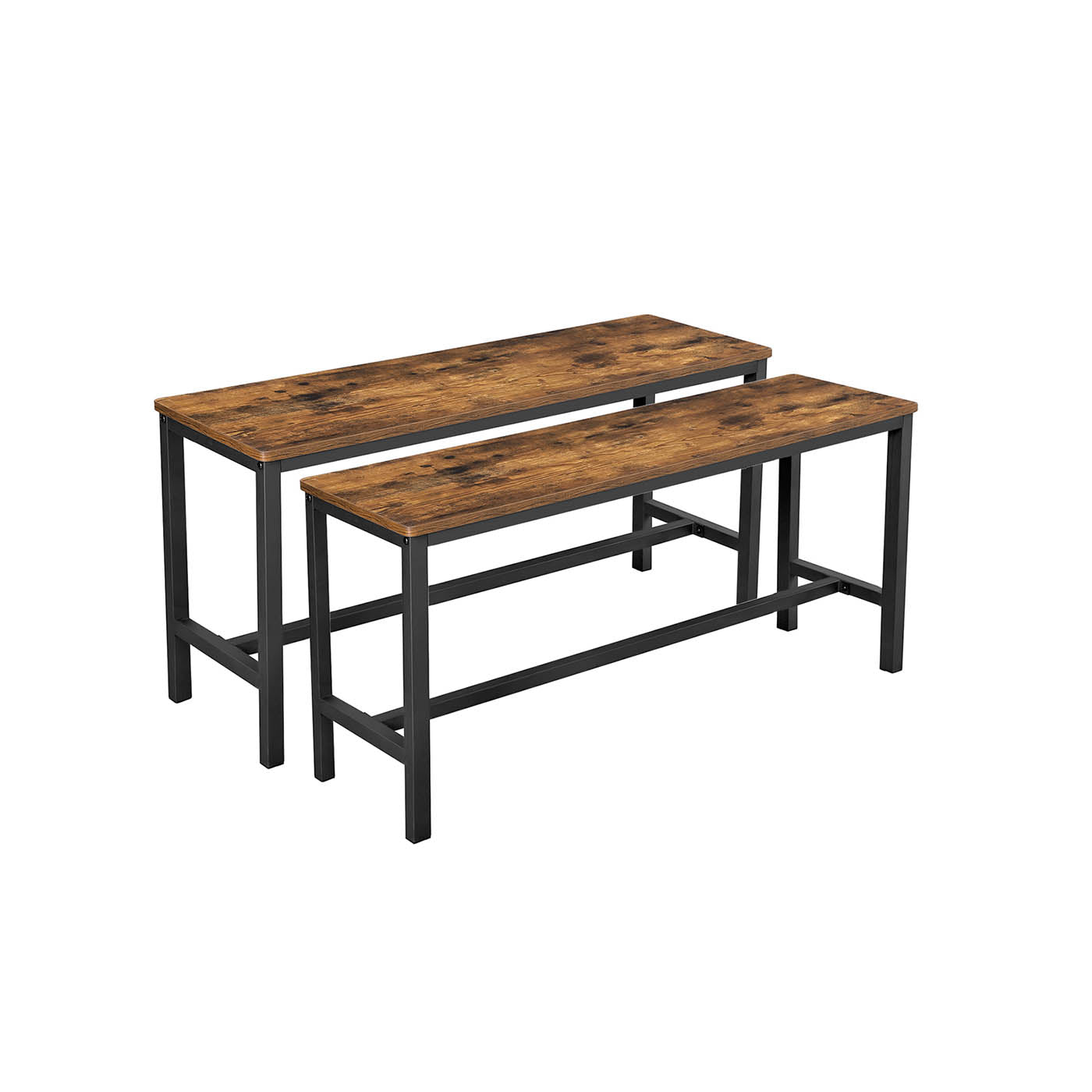 Indoor Benches – Metal – Rustic Brown – Set of 2, Industrial Style