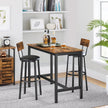 Set of 2 Bar Stools – PU Upholstered – Rustic Brown and Black – Industrial Style with Footrest