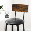 Set of 2 Bar Stools – PU Upholstered – Rustic Brown and Black – Industrial Style with Footrest