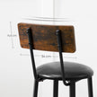 Set of 2 Bar Stools – PU Upholstered – Rustic Brown and Black – Industrial Style with Footrest