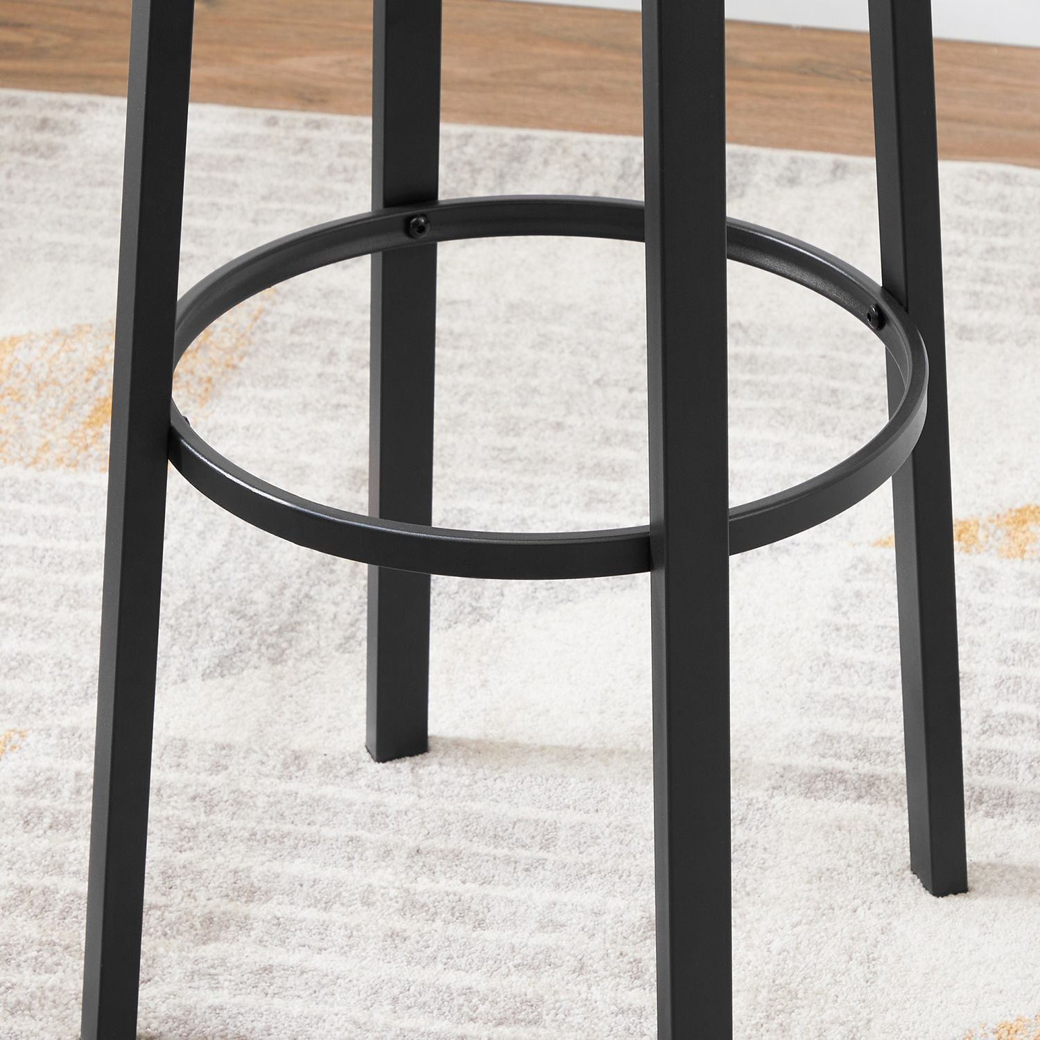 Set of 2 Bar Stools – PU Upholstered – Rustic Brown and Black – Industrial Style with Footrest