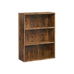 3-Tier Bookcase – Wood – Rustic Brown – Adjustable Shelves with Open Compartments