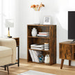 3-Tier Bookcase – Wood – Rustic Brown – Adjustable Shelves with Open Compartments