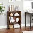 3-Tier Bookcase – Wood – Rustic Brown – Adjustable Shelves with Open Compartments