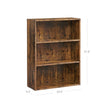 3-Tier Bookcase – Wood – Rustic Brown – Adjustable Shelves with Open Compartments