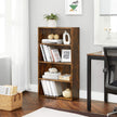 4-Tier Bookshelf – Engineered Wood – Rustic Brown – Adjustable Shelves and Open Compartments