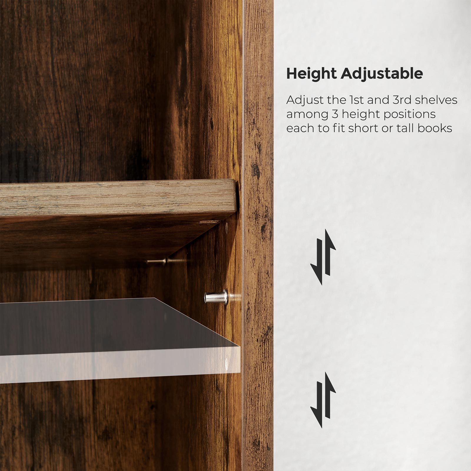 4-Tier Bookshelf – Engineered Wood – Rustic Brown – Adjustable Shelves and Open Compartments