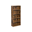 5-Tier Bookcase – Wood – Rustic Brown – Adjustable Storage Shelves