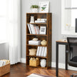 5-Tier Bookcase – Wood – Rustic Brown – Adjustable Storage Shelves