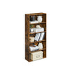 5-Tier Bookcase – Wood – Rustic Brown – Adjustable Storage Shelves