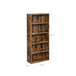 5-Tier Bookcase – Wood – Rustic Brown – Adjustable Storage Shelves