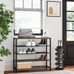Shoe Rack – Steel – Honey Brown and Black – 4 Mesh Shelves with Large Surface for Bags