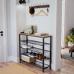 Shoe Rack – Steel – Honey Brown and Black – 4 Mesh Shelves with Large Surface for Bags