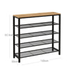 Shoe Rack – Steel – Honey Brown and Black – 4 Mesh Shelves with Large Surface for Bags