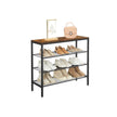 Shoe Rack – Steel – Rustic Brown and Black – 4-Tier with Mesh Shelves, Holds 9 Pairs