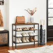 Shoe Rack – Steel – Rustic Brown and Black – 4-Tier with Mesh Shelves, Holds 9 Pairs