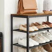 Shoe Rack – Steel – Rustic Brown and Black – 4-Tier with Mesh Shelves, Holds 9 Pairs