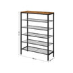 Shoe Rack – Steel – Rustic Brown and Black – 6-Tier Mesh Shelves for 15 Pairs