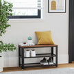 Shoe Bench – Steel Frame – Hazelnut Brown and Black – 3-Tier Storage with Seat and Shelf