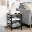 Nightstand Set – Steel Frame – Greige and Black – Adjustable Mesh Shelves