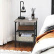 Nightstand Set – Steel Frame – Greige and Black – Adjustable Mesh Shelves